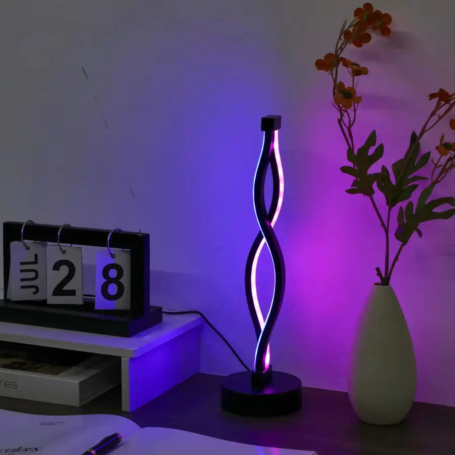 1PC Minimalist Luxury Modern Table Lamp, USB Powered - 3 - Tone Dimming/Touch Blue & Pink, for Bedroom, Study, Café