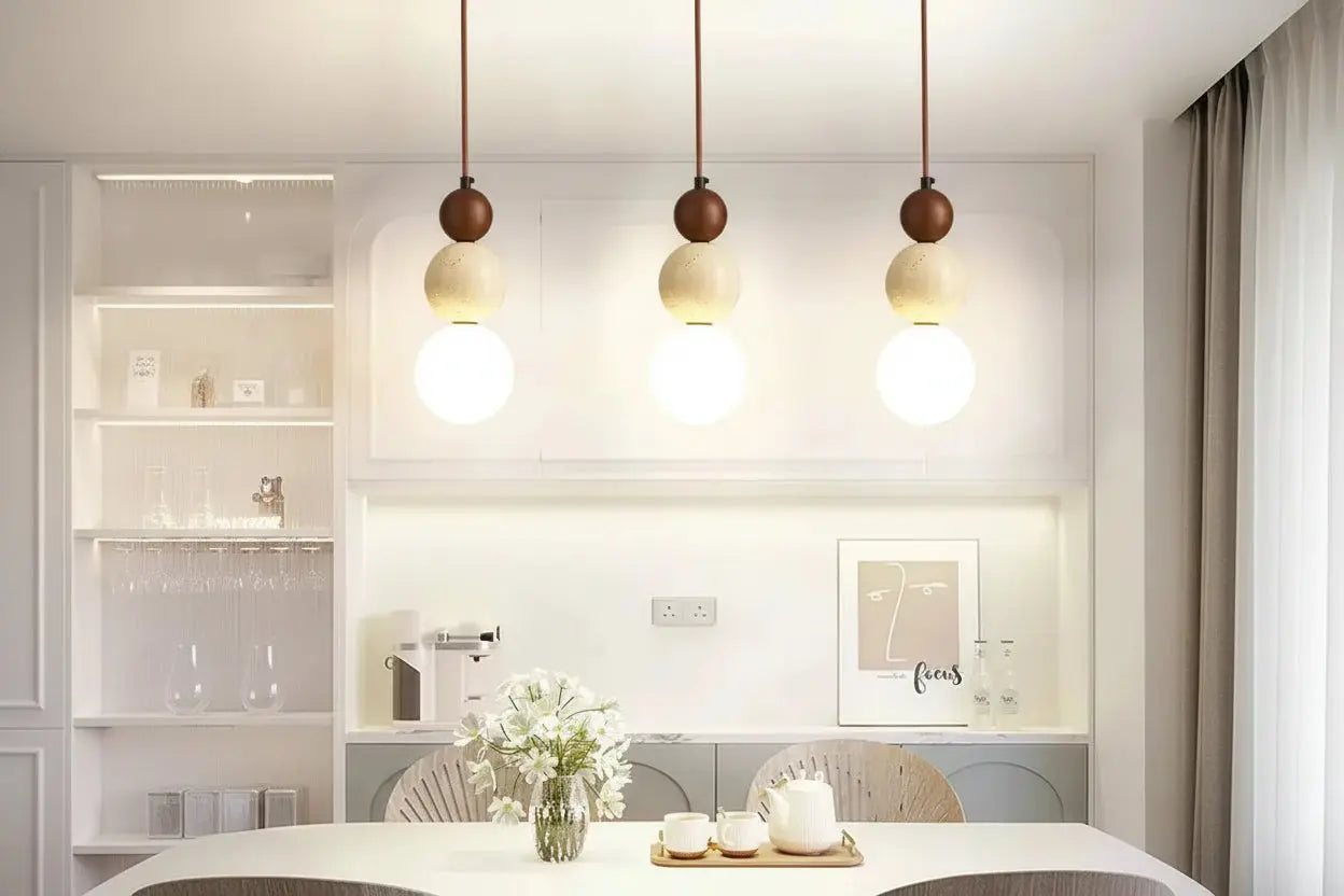Cream Style Pendant Lamp Bedroom Bedside Led Chandelier Stone Wood Light Designer Bauhaus Medieval Restaurant Bar Small Lights