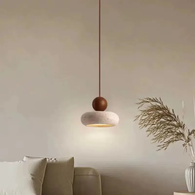 Vintage Pendant Light with Natural Yellow Agate Stone, Perfect for Bedroom or Restaurant