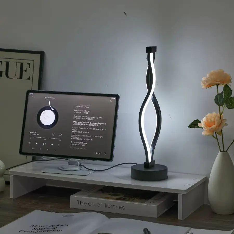 1PC Minimalist Luxury Modern Table Lamp, USB Powered - 3 - Tone Dimming/Touch Blue & Pink, for Bedroom, Study, Café