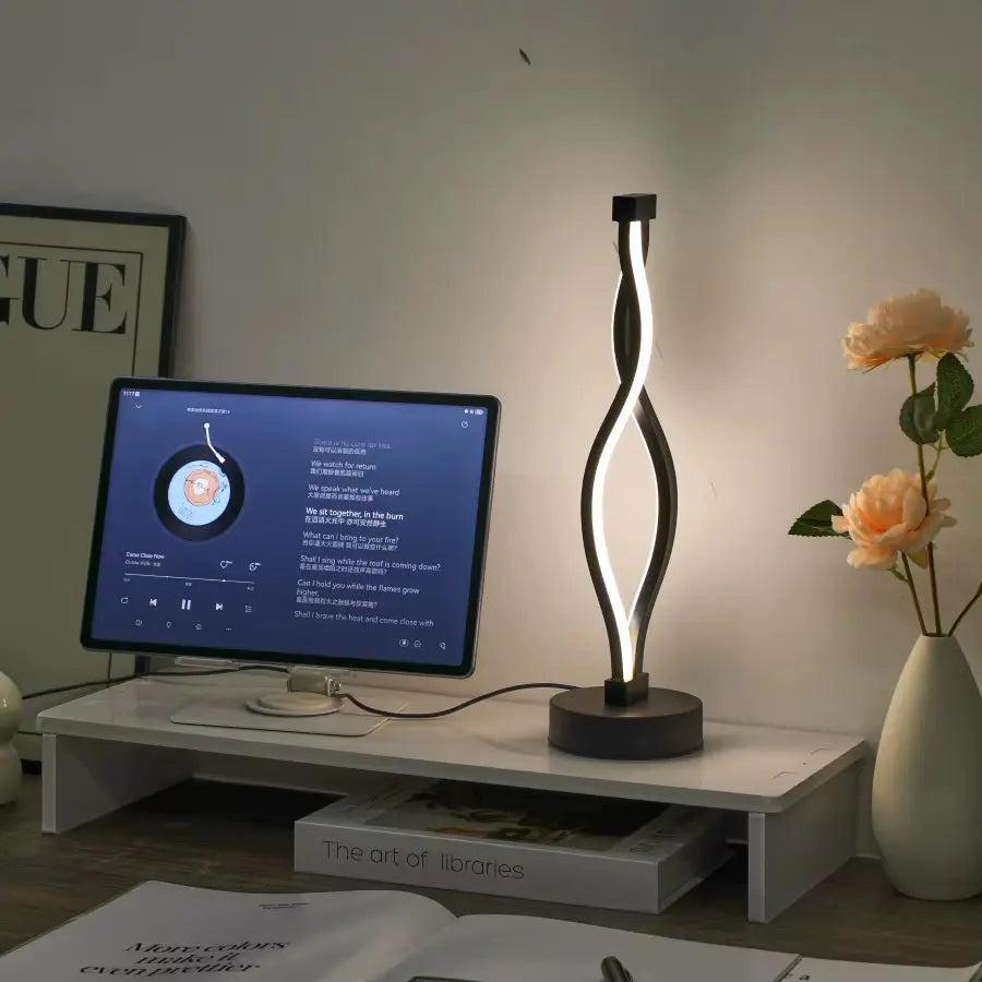 1PC Minimalist Luxury Modern Table Lamp, USB Powered - 3 - Tone Dimming/Touch Blue & Pink, for Bedroom, Study, Café