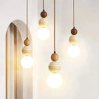 Cream Style Pendant Lamp Bedroom Bedside Led Chandelier Stone Wood Light Designer Bauhaus Medieval Restaurant Bar Small Lights