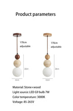 Lampe suspendue en pierre et bois design Lux&Light