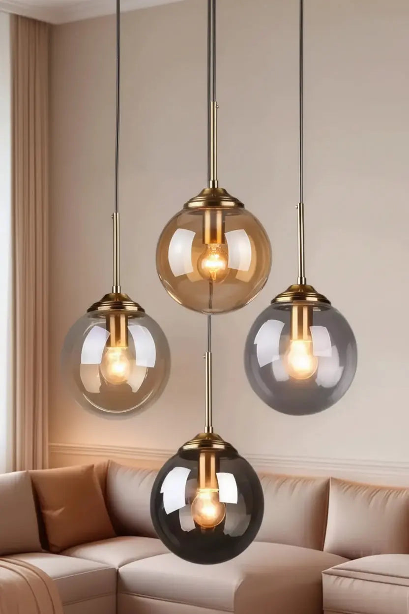 Modern Luxury Metal Chandelier Nordic Creative LED Glass Pendant Lamp Living Room Dining Room Bedside Simple Small Hanging Lamp