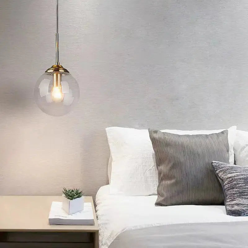 Modern Luxury Metal Chandelier Nordic Creative LED Glass Pendant Lamp Living Room Dining Room Bedside Simple Small Hanging Lamp