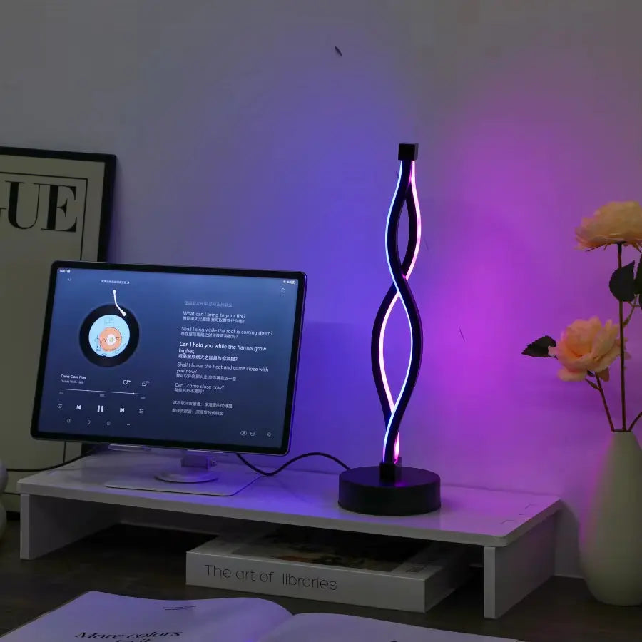 1PC Minimalist Luxury Modern Table Lamp, USB Powered - 3 - Tone Dimming/Touch Blue & Pink, for Bedroom, Study, Café